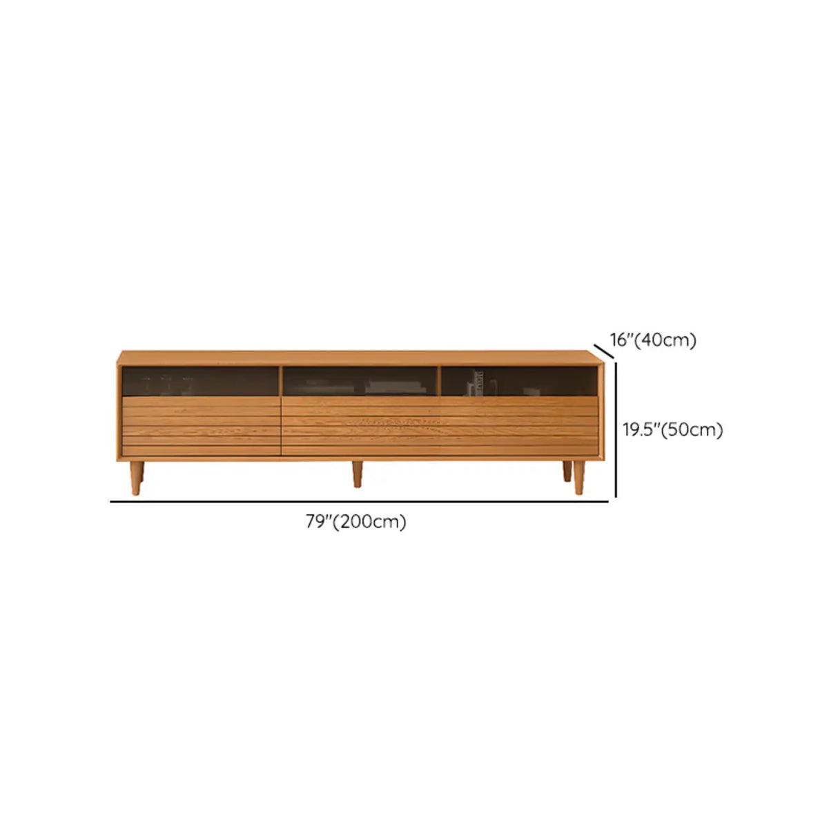 Scandinavian Natural Finish Cherry Drawers TV Stand Image - 14