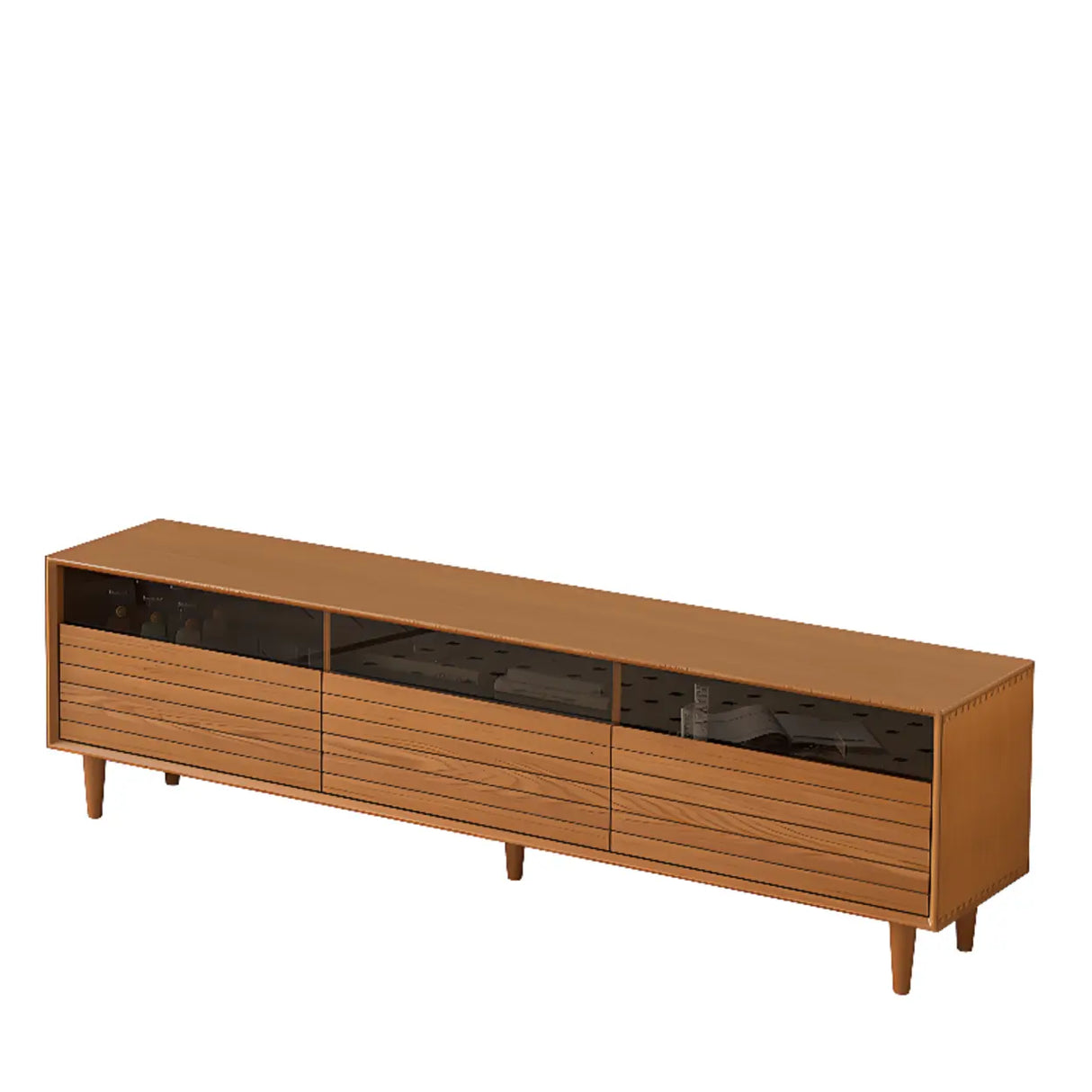 Scandinavian Natural Finish Cherry Drawers TV Stand Image - 5