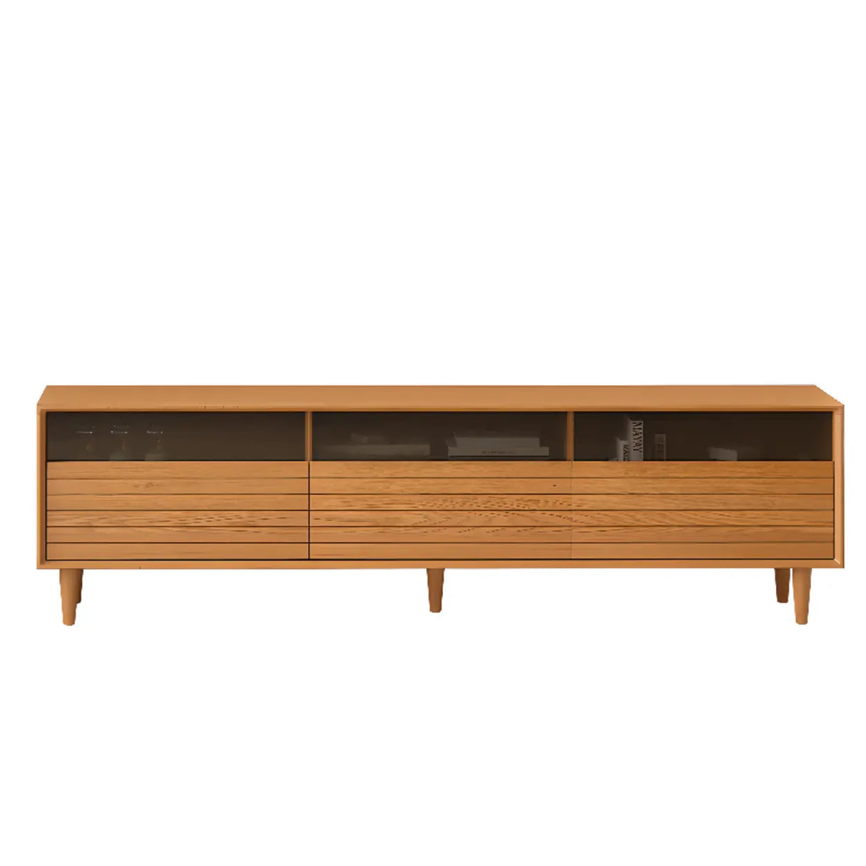 Scandinavian Natural Finish Cherry Drawers TV Stand Image - 6