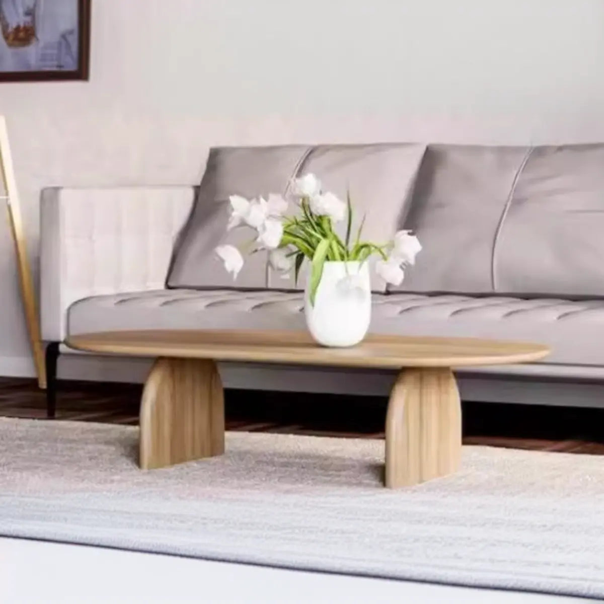 Scandinavian Natural Pine Wood Sled Single Coffee Table Image - 3