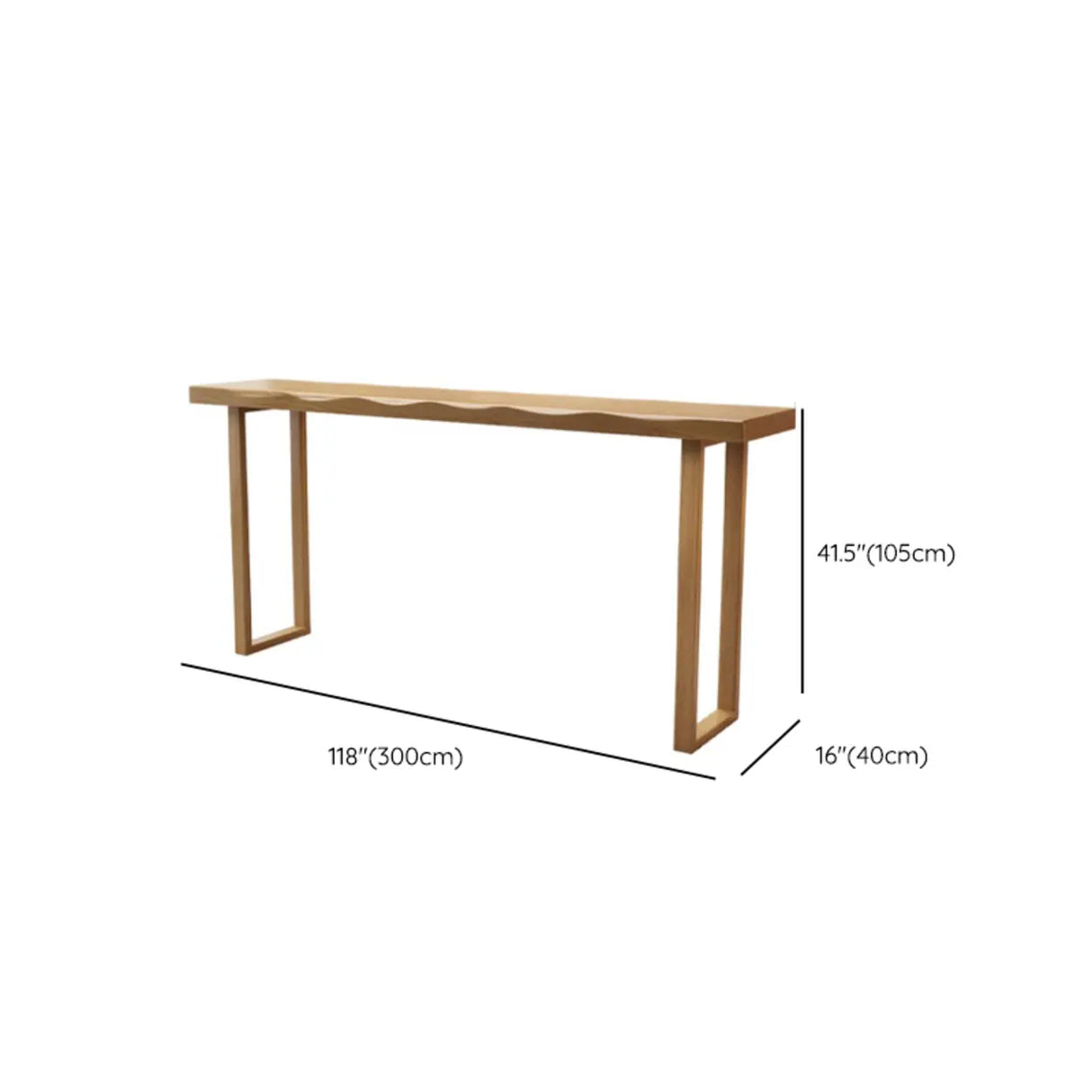 Scandinavian Natural Rectangle Wood Bar Table with Wave Edge Image - 15