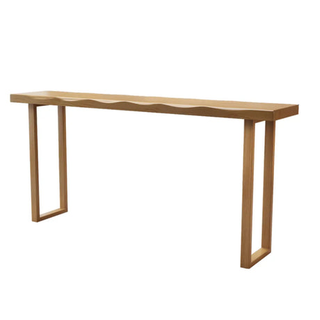 Scandinavian Natural Rectangle Wood Bar Table with Wave Edge Image - 2