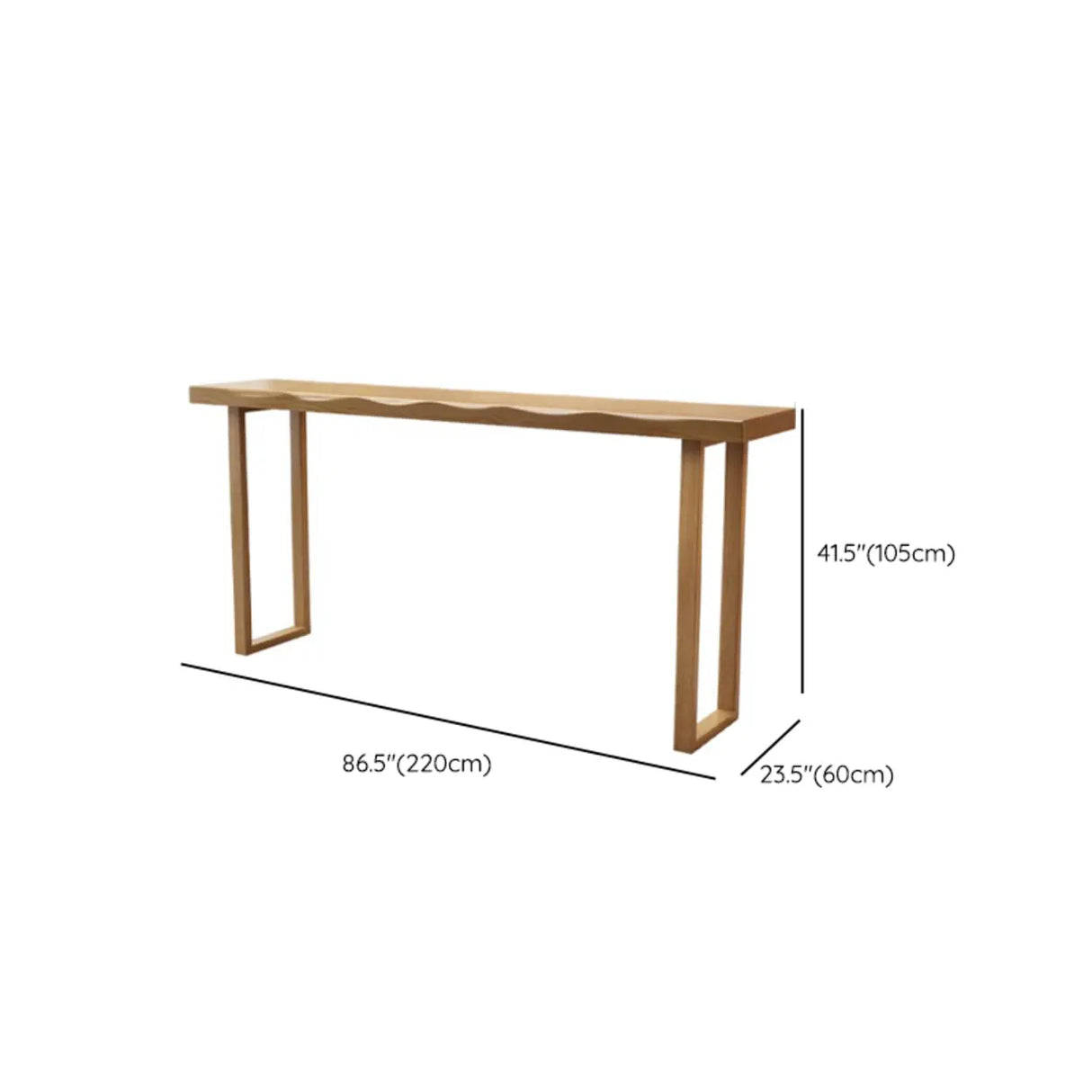 Scandinavian Natural Rectangle Wood Bar Table with Wave Edge Image - 21