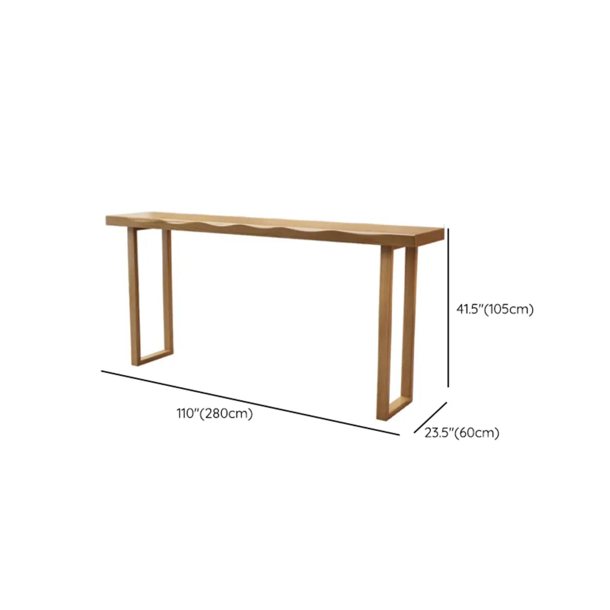 Scandinavian Natural Rectangle Wood Bar Table with Wave Edge Image - 24