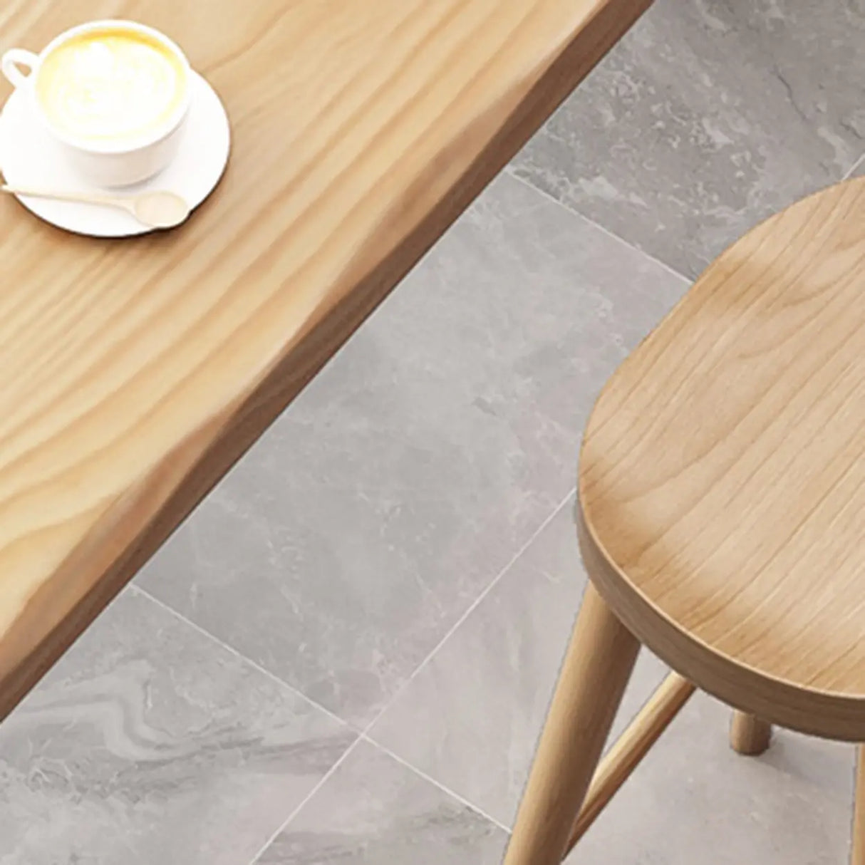 Scandinavian Natural Rectangle Wood Bar Table with Wave Edge Image - 4