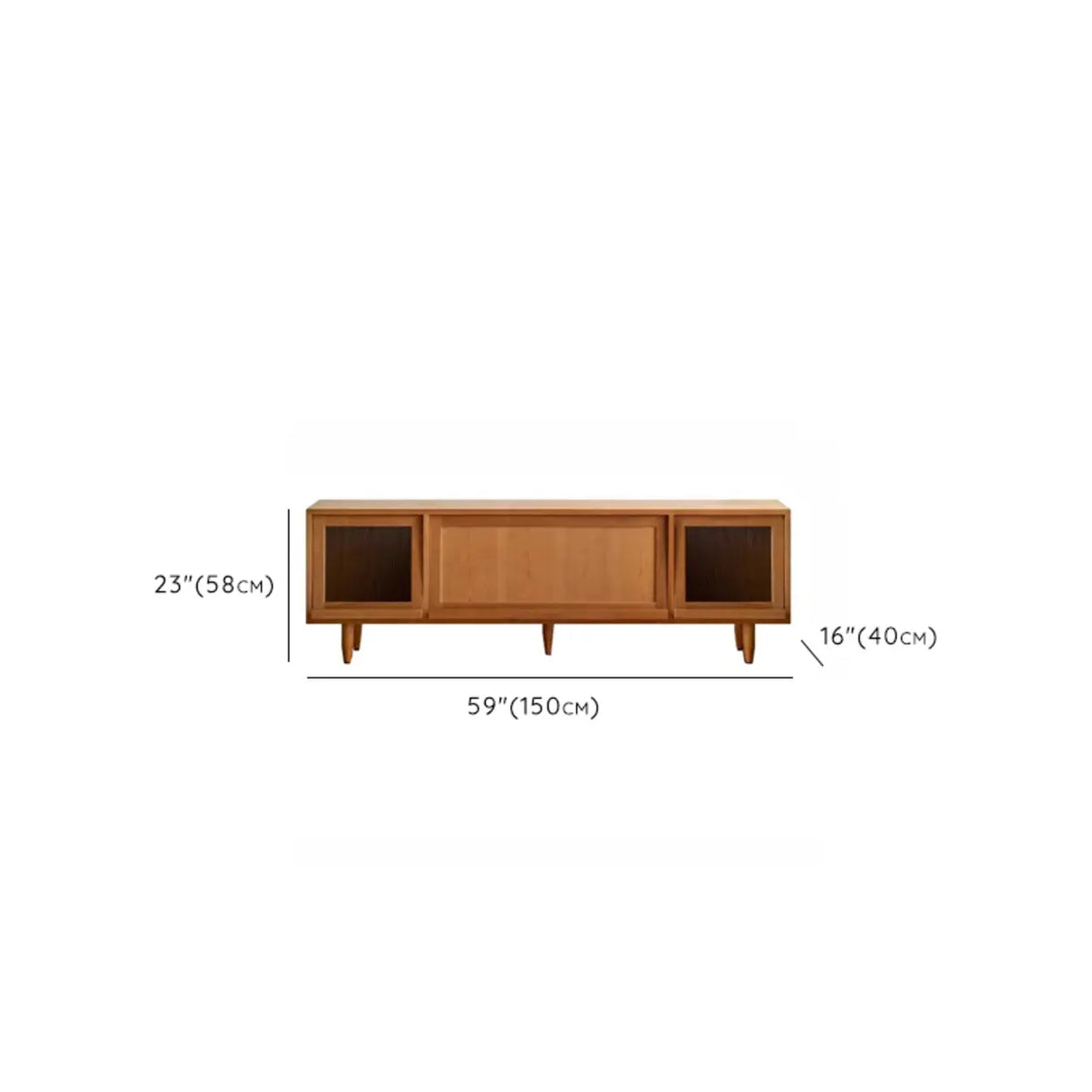 Scandinavian Natural Rectangular Wood TV Stand with Shelf