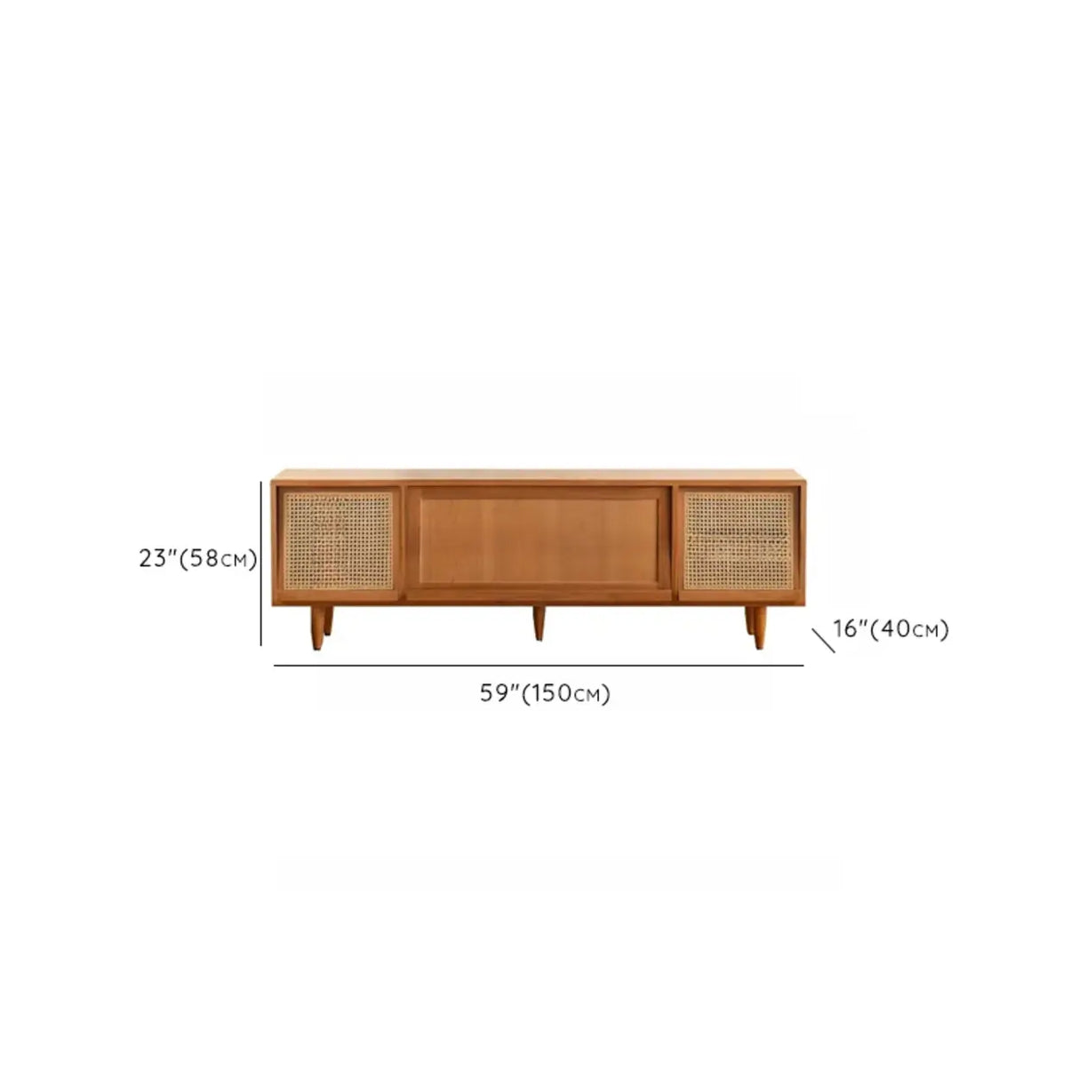 Scandinavian Natural Rectangular Wood TV Stand with Shelf