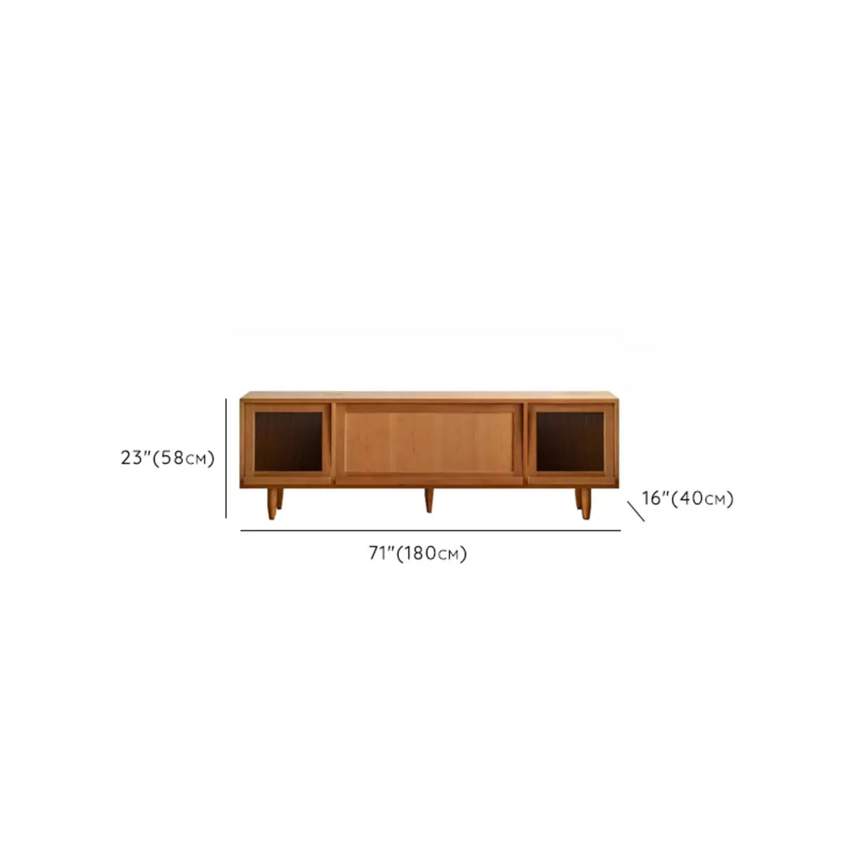 Scandinavian Natural Rectangular Wood TV Stand with Shelf