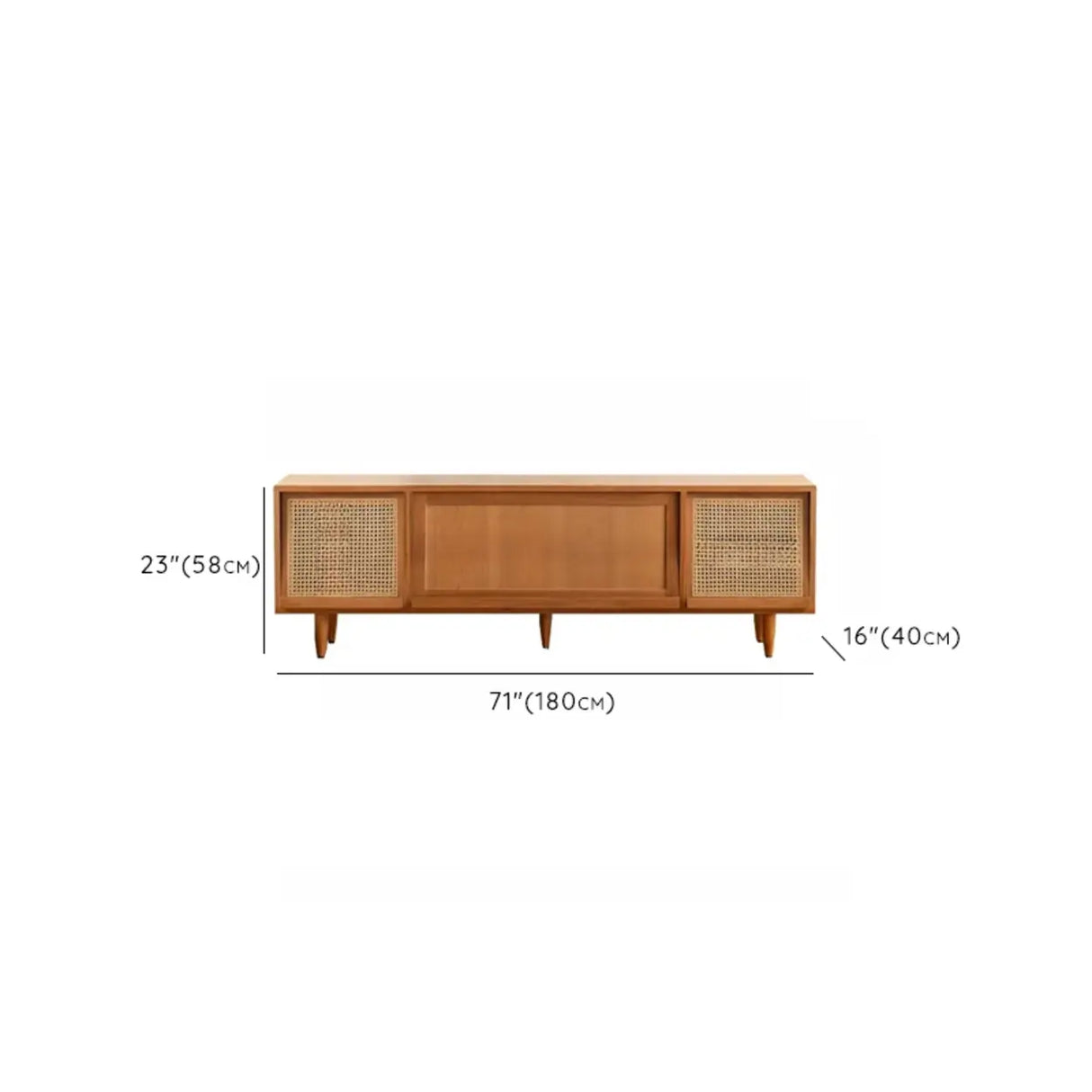 Scandinavian Natural Rectangular Wood TV Stand with Shelf