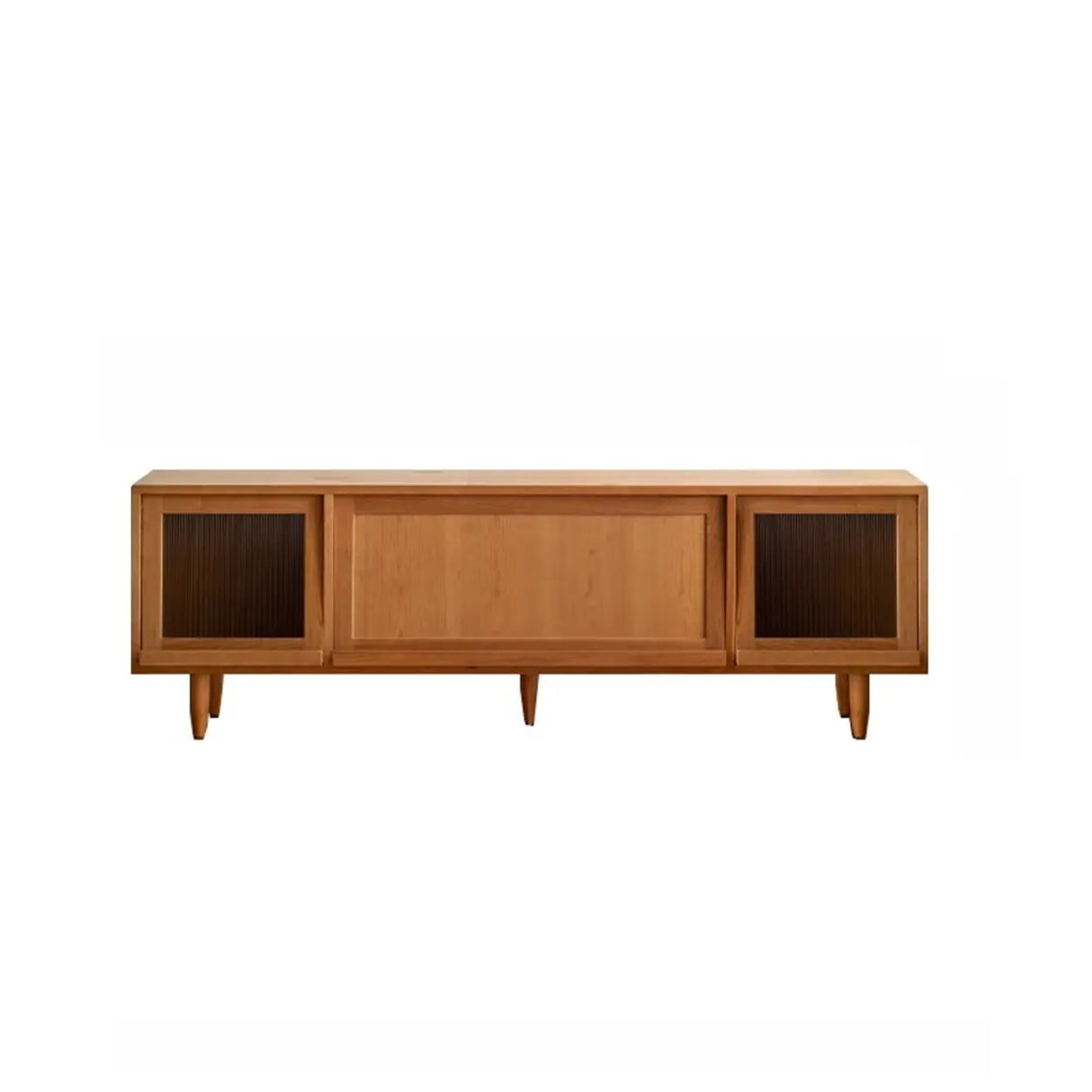 Scandinavian Natural Rectangular Wood TV Stand with Shelf