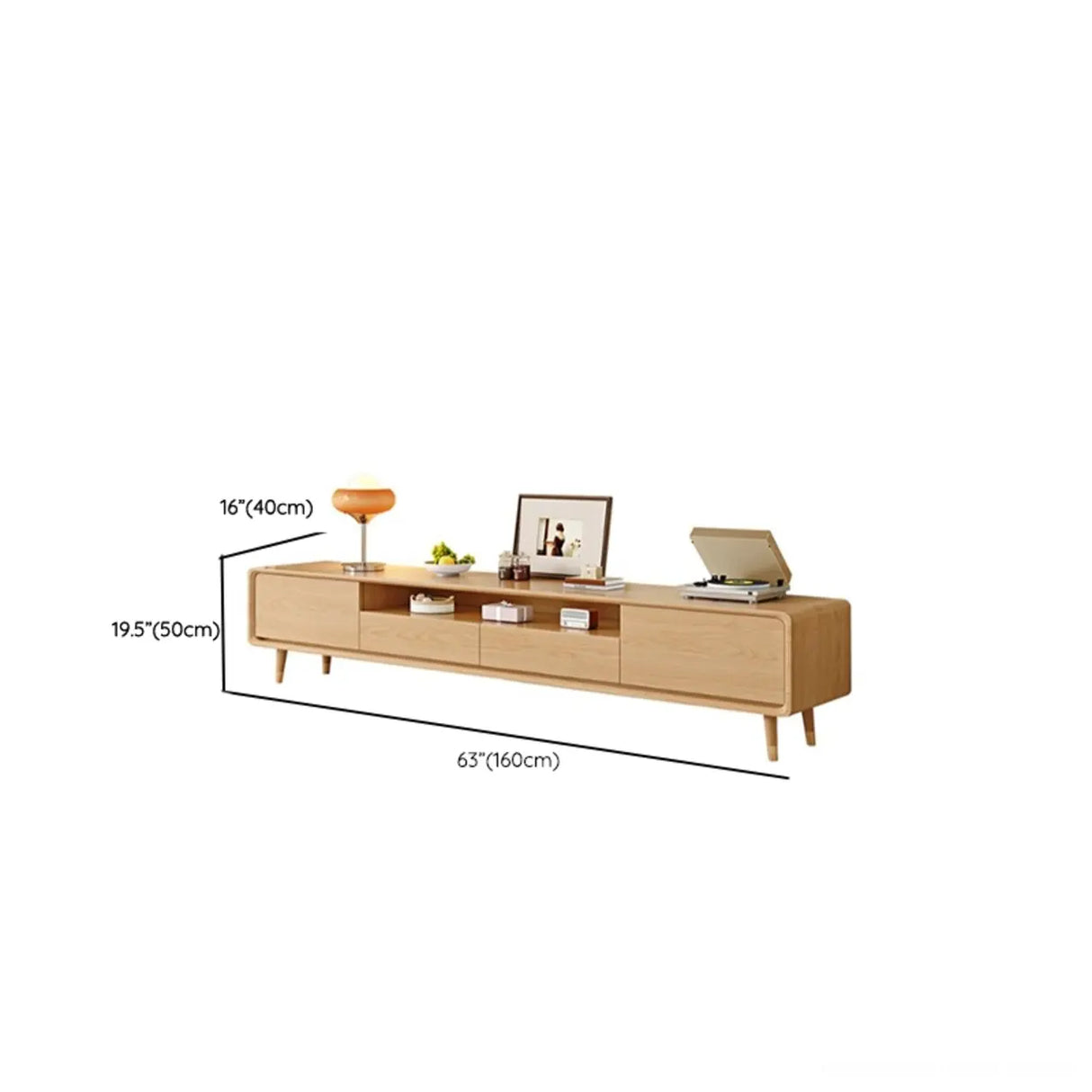 Scandinavian Natural Wood Cabinet Drawers TV Stand Image - 10