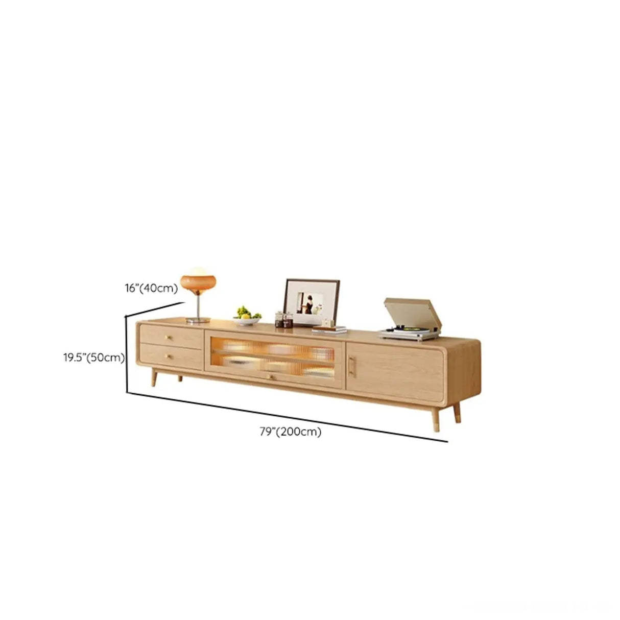 Scandinavian Natural Wood Cabinet Drawers TV Stand Image - 13