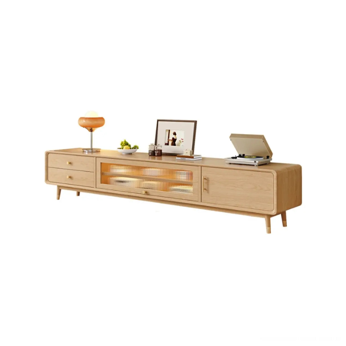 Scandinavian Natural Wood Cabinet Drawers TV Stand Image - 4