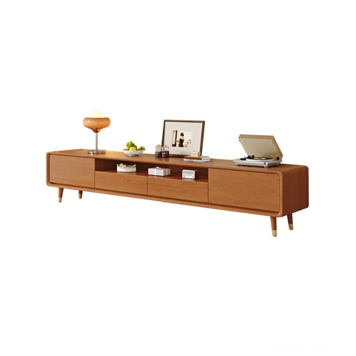 Scandinavian Natural Wood Cabinet Drawers TV Stand Image - 6