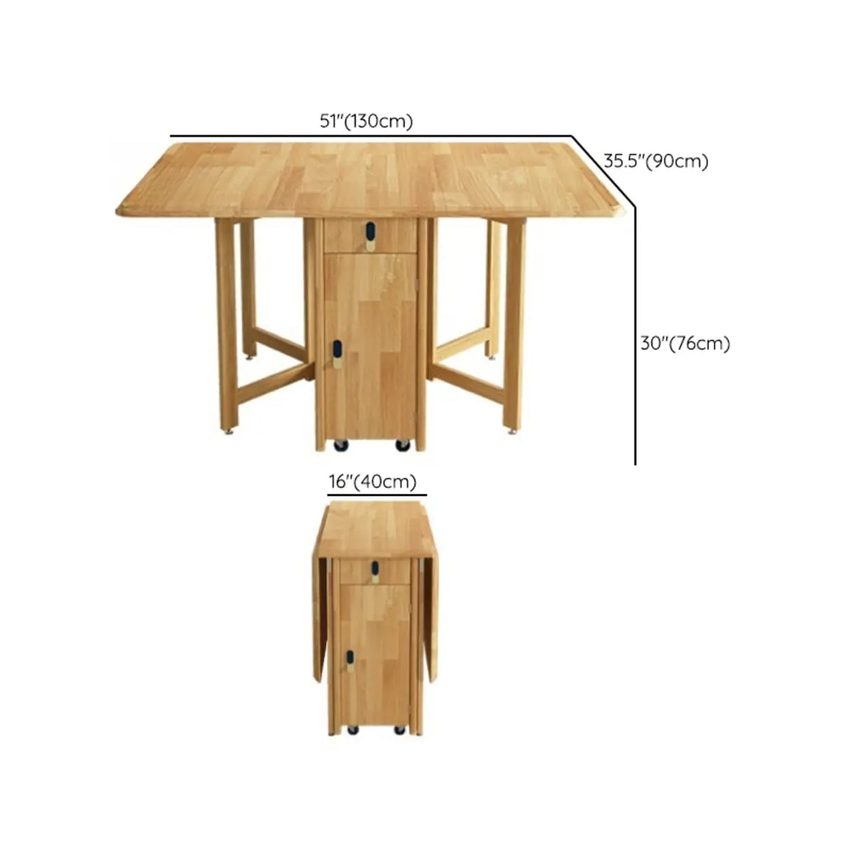 Scandinavian Natural Wood Rectangle Dining Table Extension Image - 14