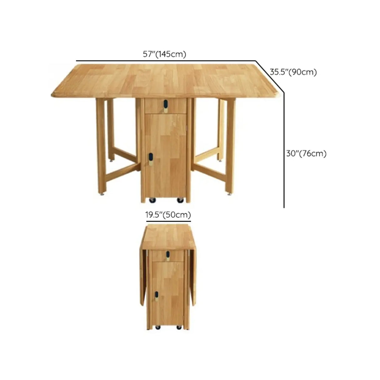 Scandinavian Natural Wood Rectangle Dining Table Extension Image - 15