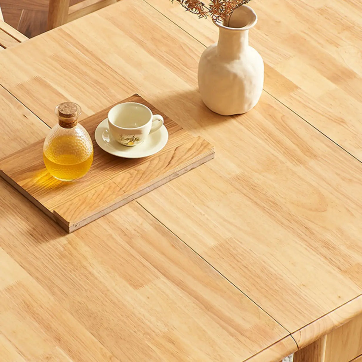 Scandinavian Natural Wood Rectangle Dining Table Extension Image - 8
