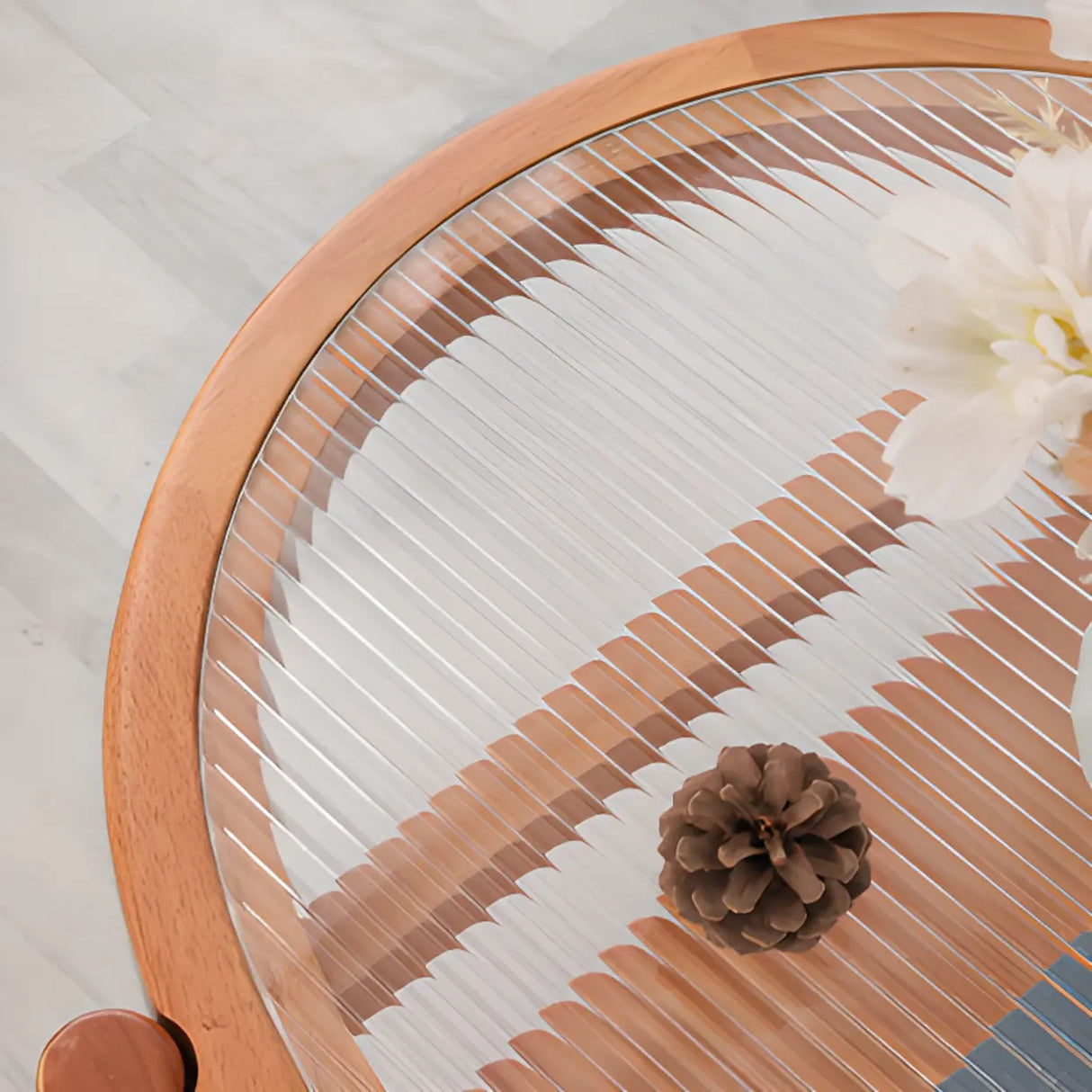 Scandinavian Oval Glass Top Shelf Drawers Coffee Table Image - 12