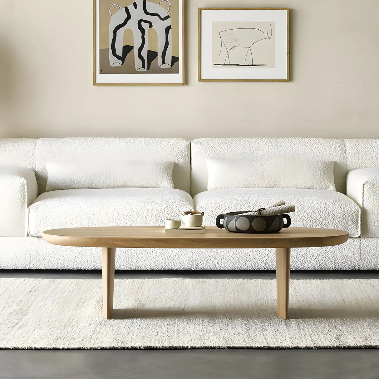 Scandinavian Oval Manufactured Wood Coffee Table Image - 3