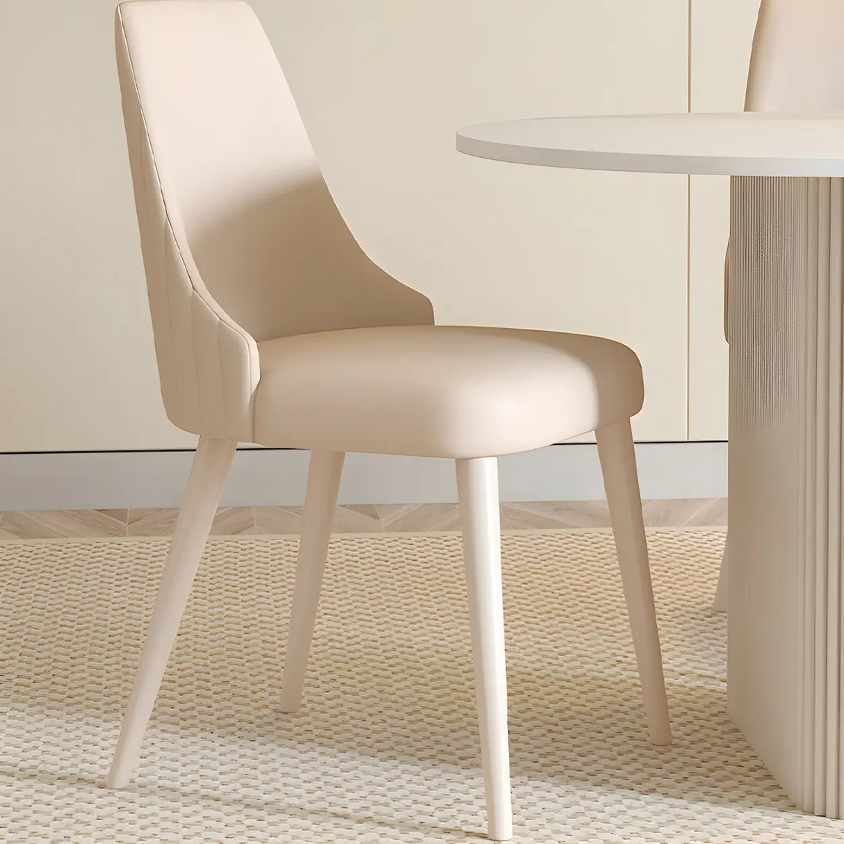 Scandinavian Oval Stone White Dining Table Image - 9