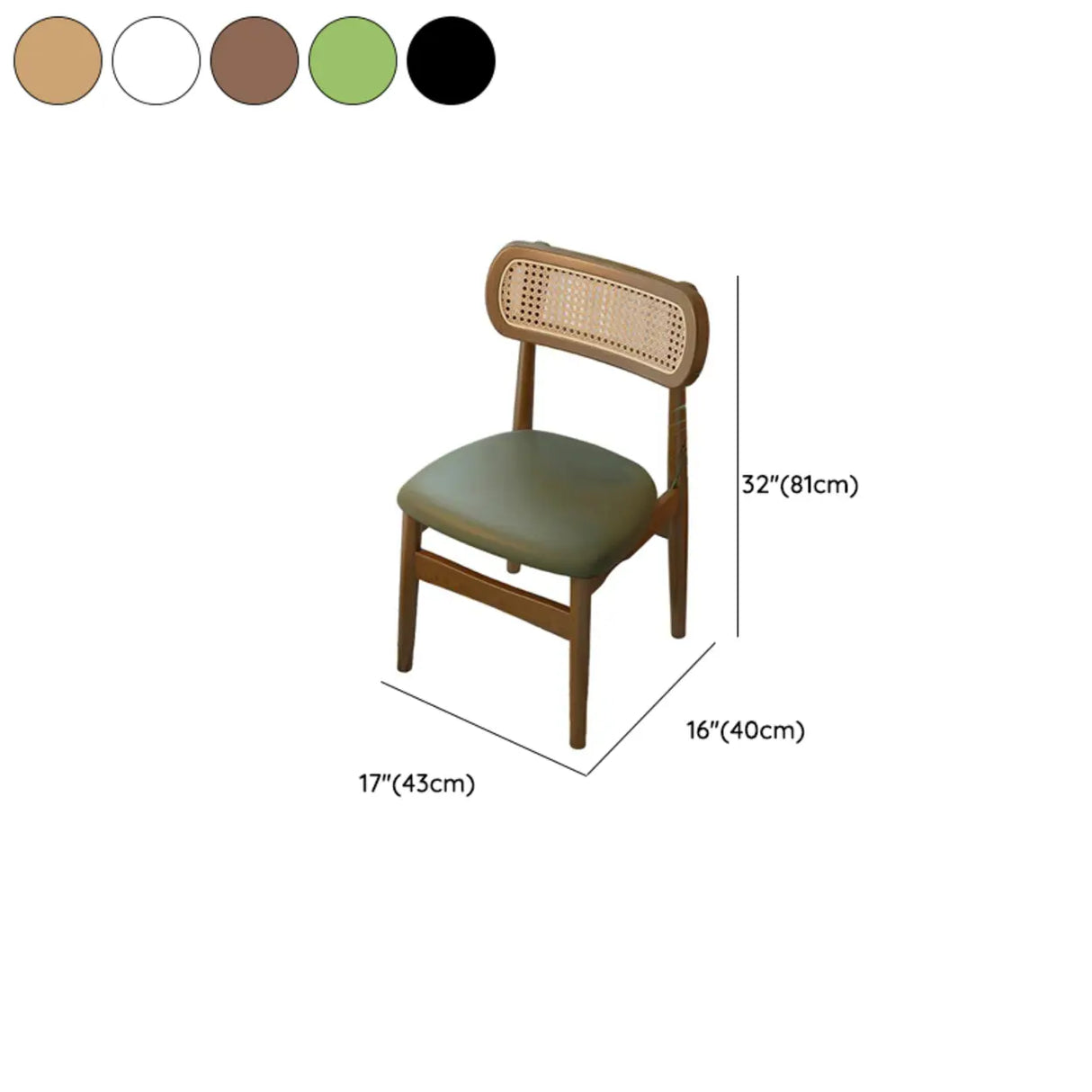 Scandinavian Rattan Open Back Dining Chair with Cushioned Seat