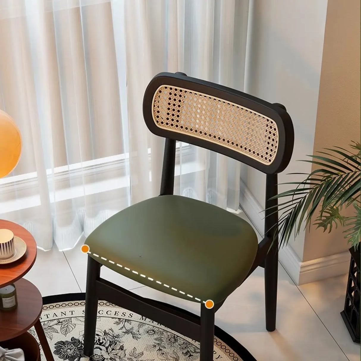 Scandinavian Rattan Open Back Dining Chair with Cushioned Seat Image - 6