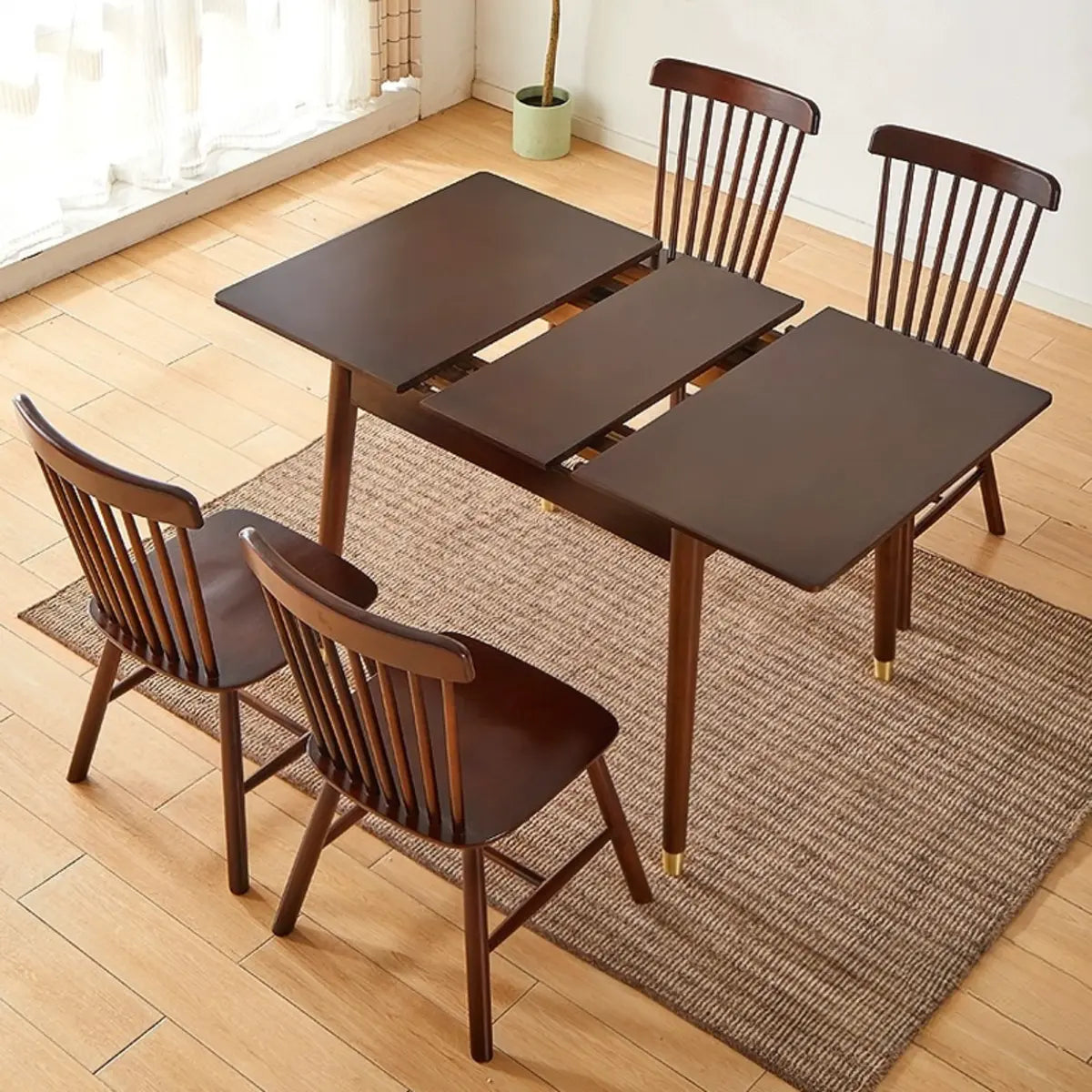 Scandinavian Rectangle Extendable Wood Dining Table Brown Image - 3