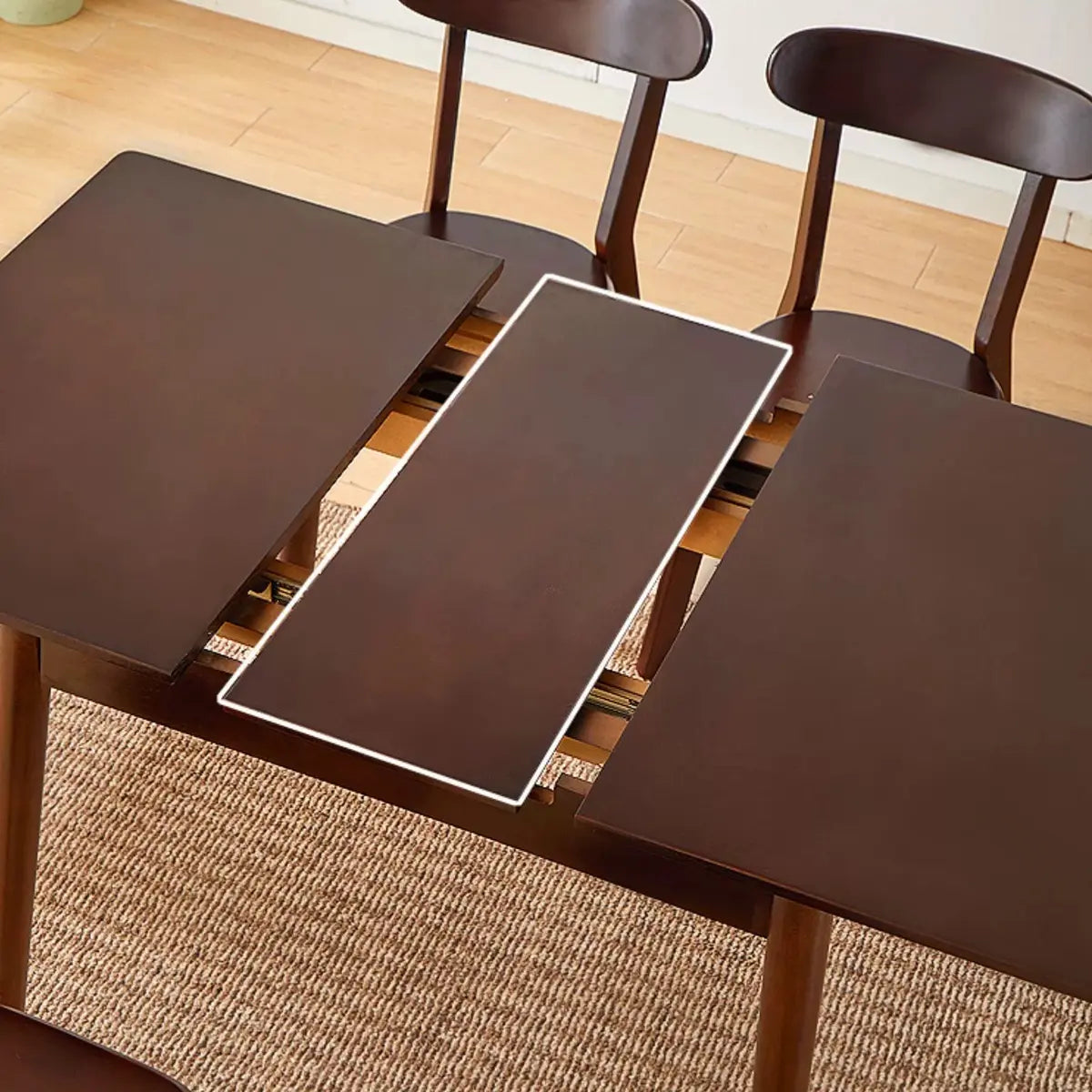 Scandinavian Rectangle Extendable Wood Dining Table Brown Image - 7
