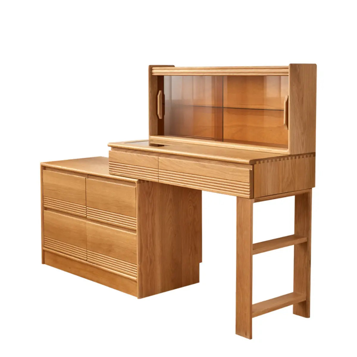 Scandinavian Rectangle Wood Tabletop Sliding Makeup Vanity Image - 2