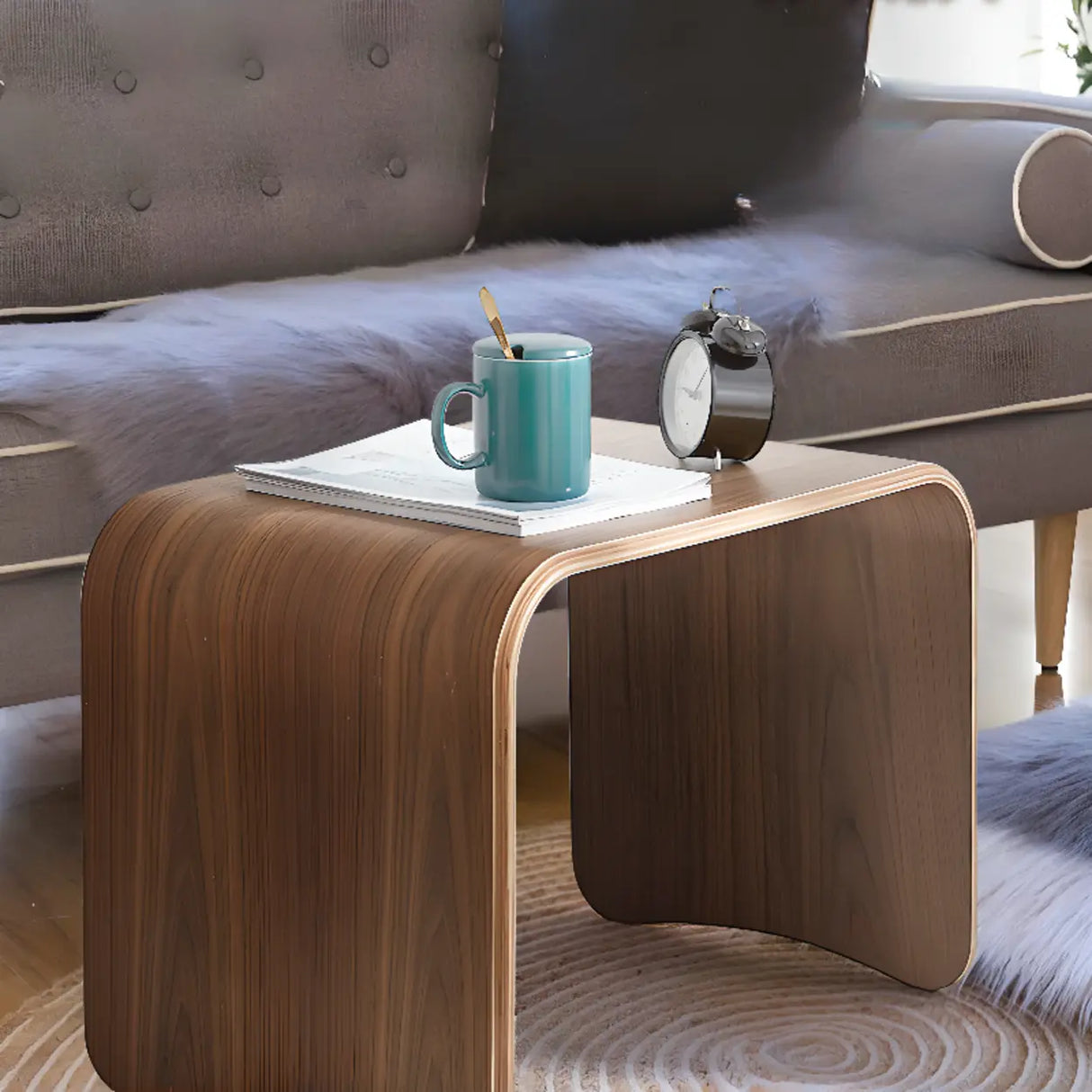 Scandinavian Rectangular Wood Multi-Use C Table Side Table Image - 1