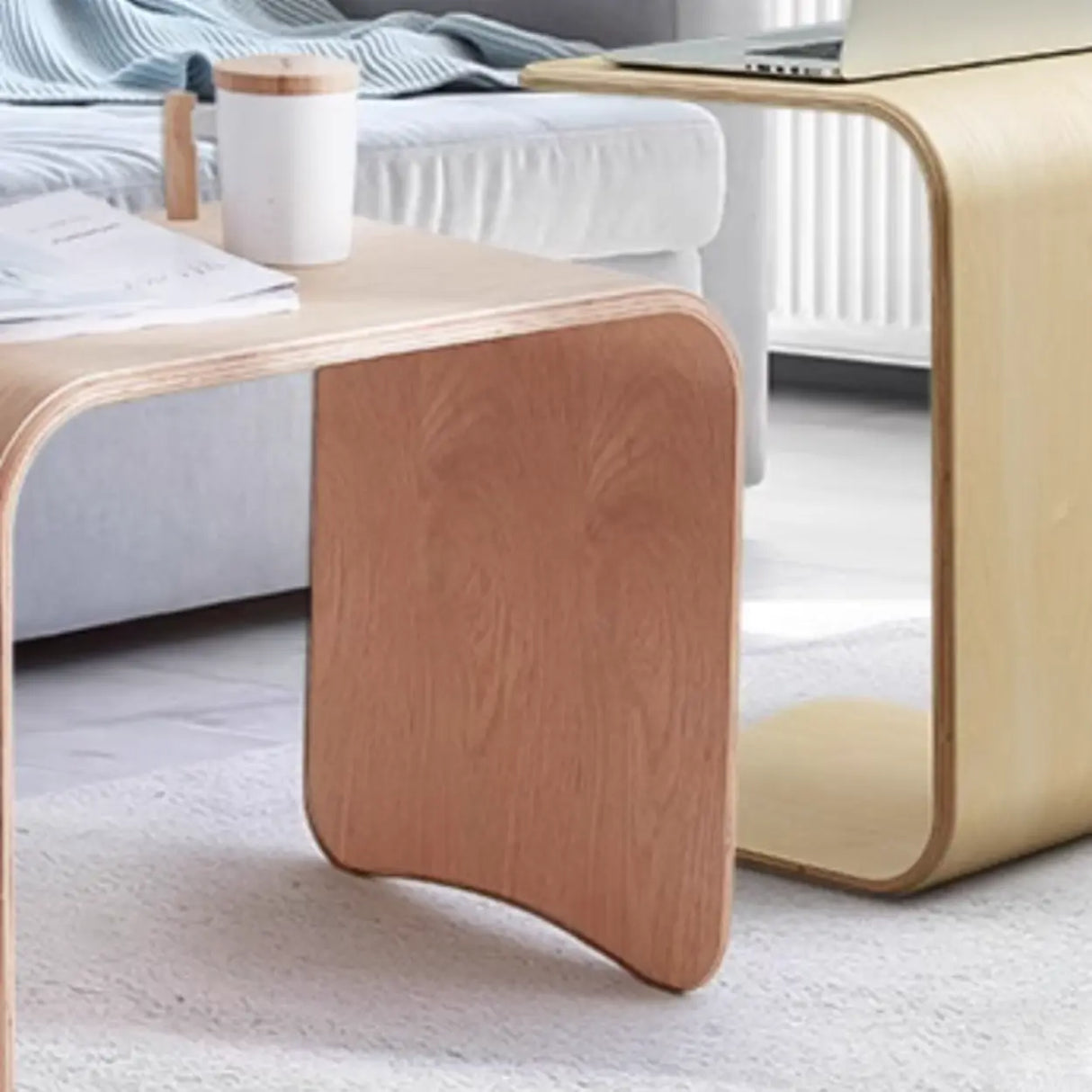 Scandinavian Rectangular Wood Multi-Use C Table Side Table Image - 12