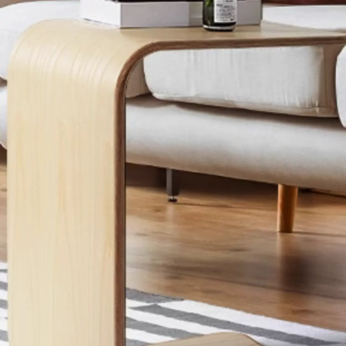 Scandinavian Rectangular Wood Multi-Use C Table Side Table Image - 13