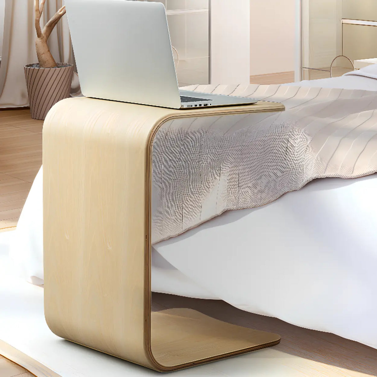 Scandinavian Rectangular Wood Multi-Use C Table Side Table Image - 6