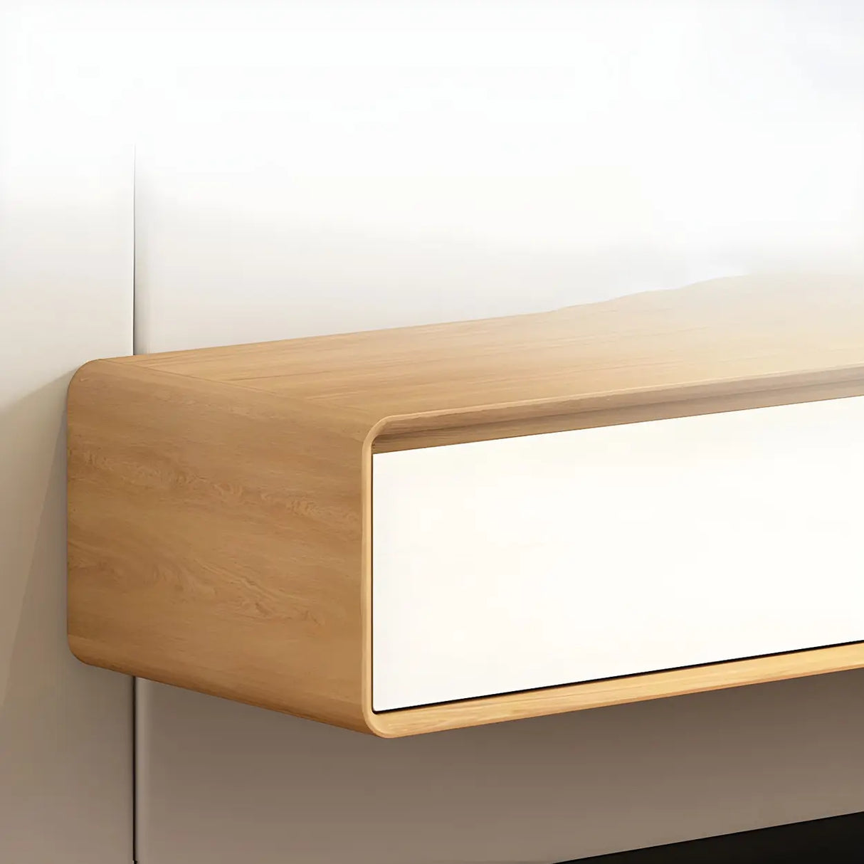 Scandinavian Rectangular Wood Wall-mounted TV Stand Image - 8