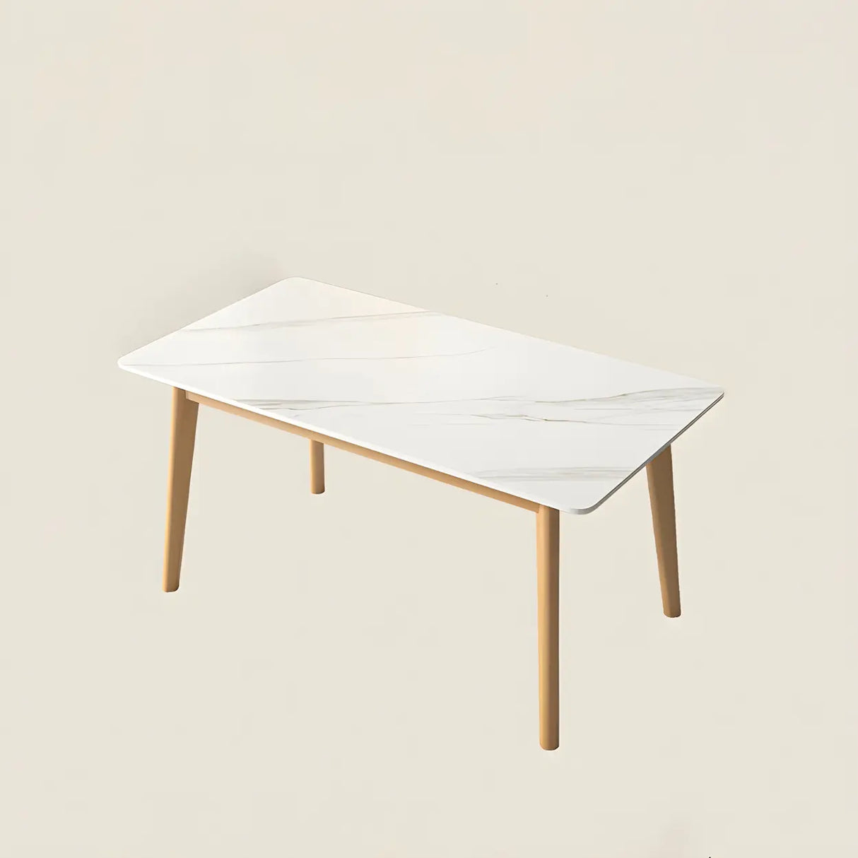 Scandinavian Rectangular Wood White Dining Table Image - 10