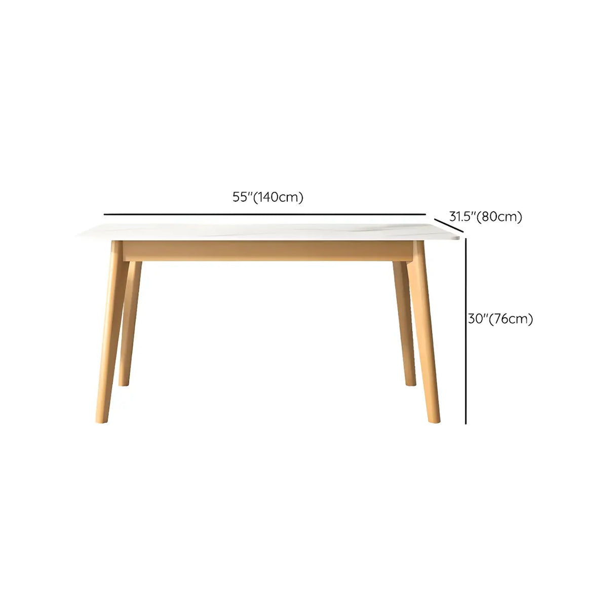 Scandinavian Rectangular Wood White Dining Table Image - 16