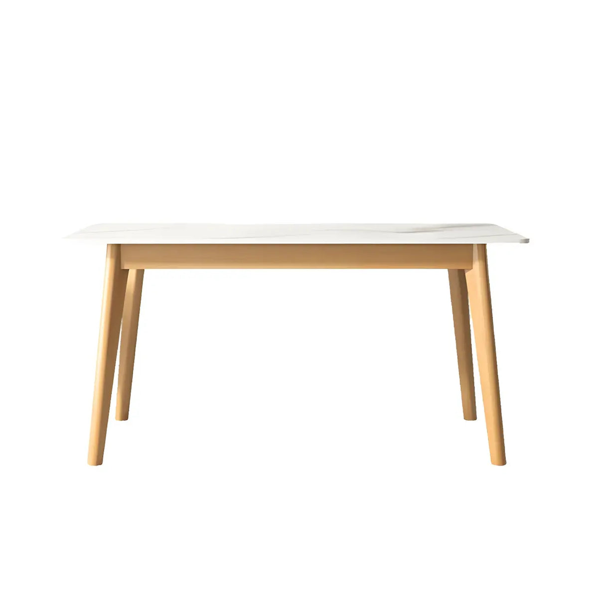 Scandinavian Rectangular Wood White Dining Table Image - 5