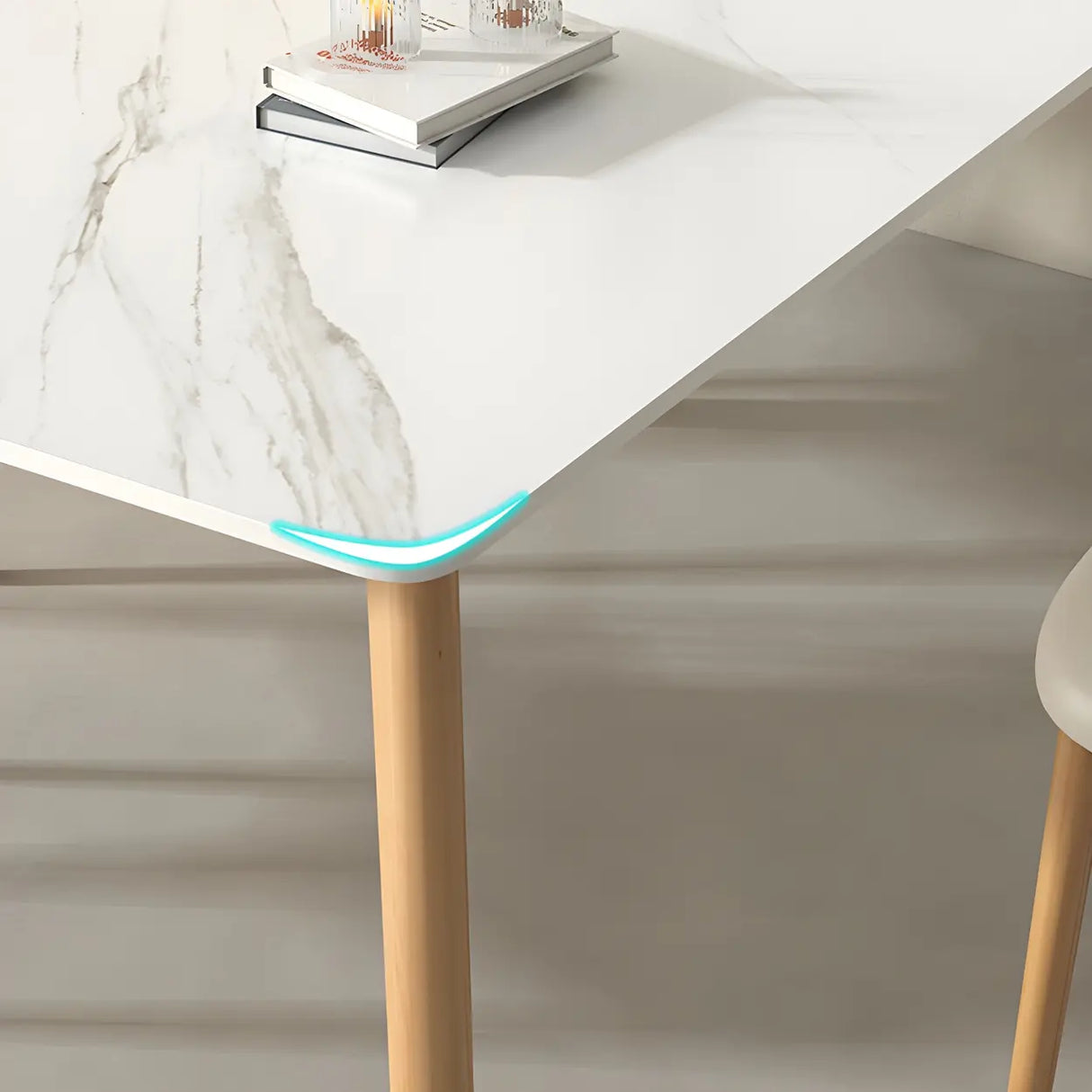 Scandinavian Rectangular Wood White Dining Table Image - 6