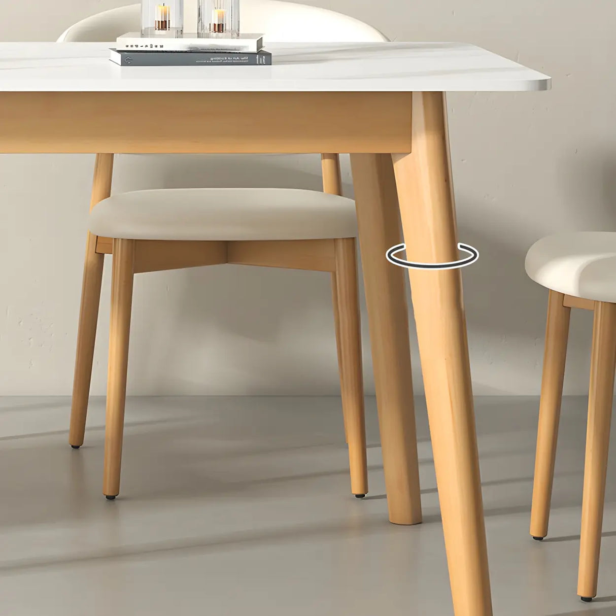 Scandinavian Rectangular Wood White Dining Table Image - 7