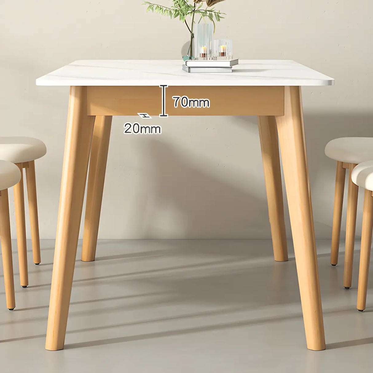 Scandinavian Rectangular Wood White Dining Table Image - 8