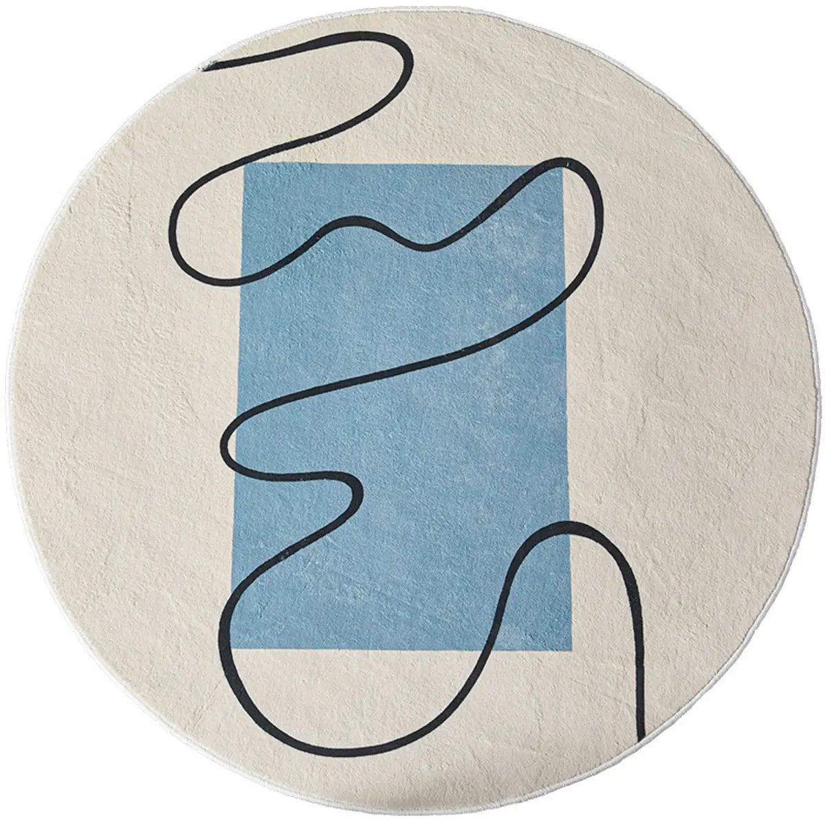 Scandinavian Round Imitation Wool Green Neutral Area Rug Image - 6