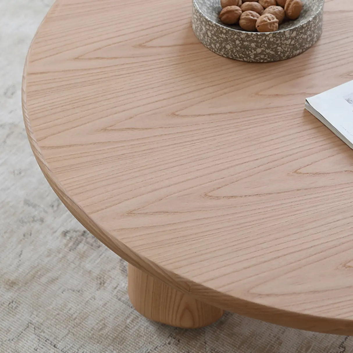 Scandinavian Round Natural Wood 3 Leg Coffee Table Image - 10