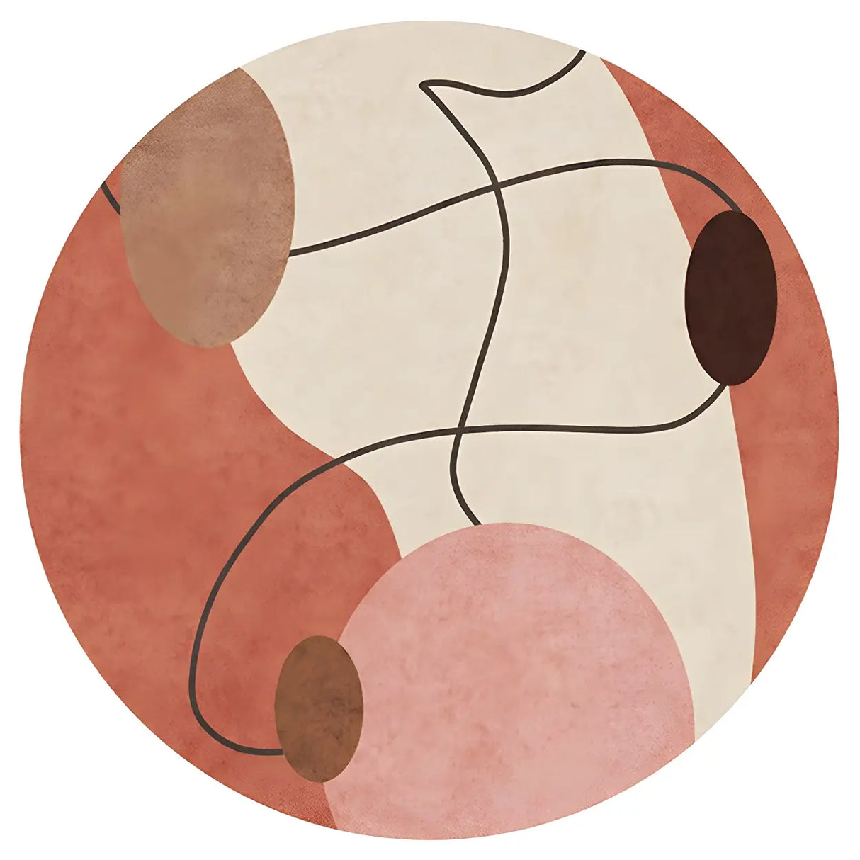 Scandinavian Round Polyester Green Bedroom Anti-Slip Rug Image - 8