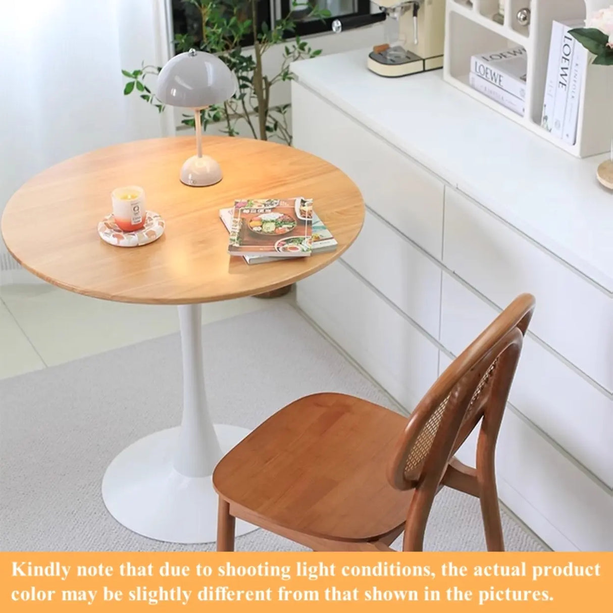 Scandinavian Round Wood Natural Dining Table Image - 2