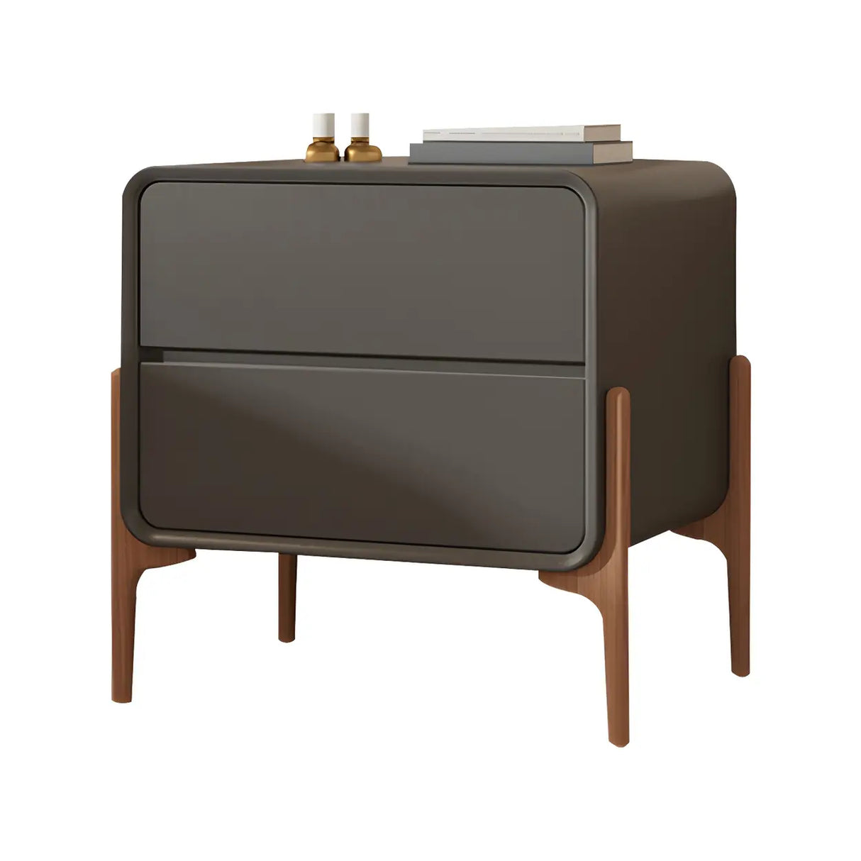 Scandinavian Rounded Wood Off-White 2 Drawer Nightstand Image - 22