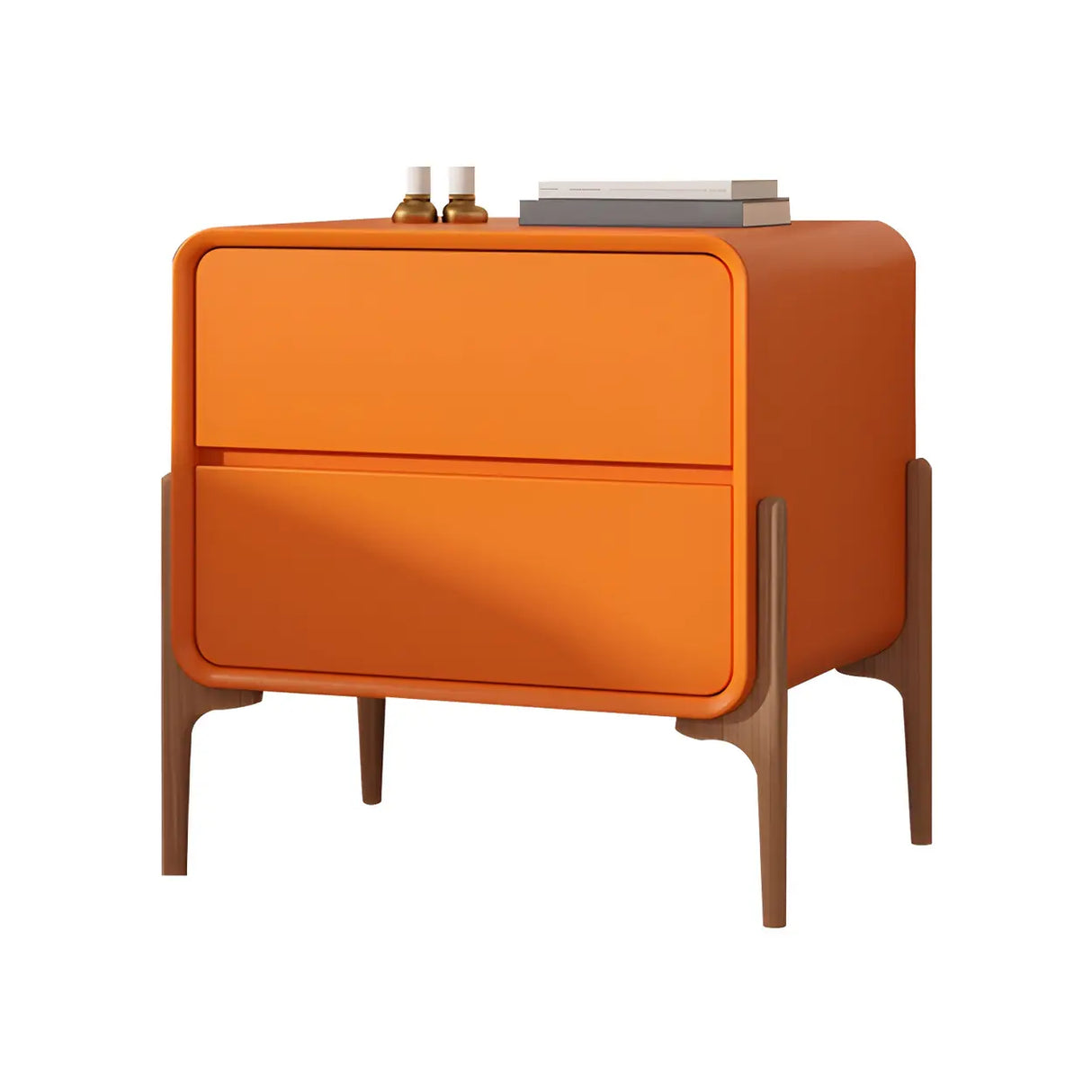 Scandinavian Rounded Wood Off-White 2 Drawer Nightstand Image - 23