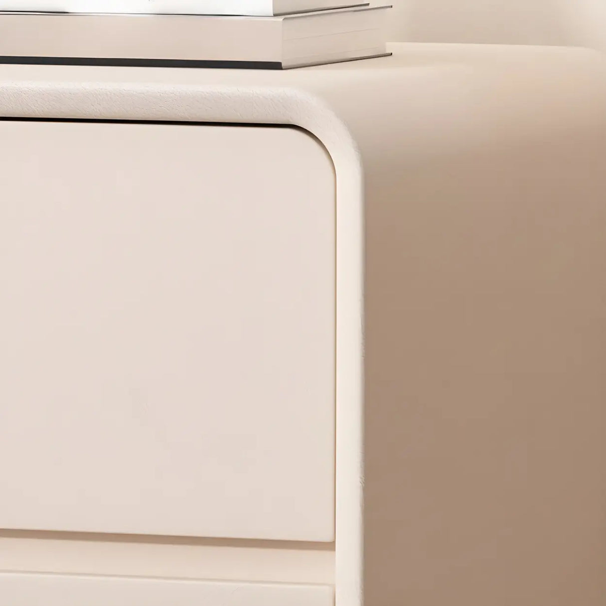 Scandinavian Rounded Wood White Drawer Storage Nightstand Image - 12