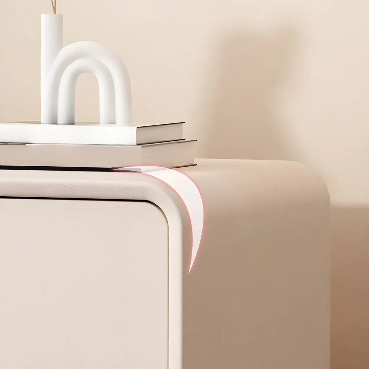 Scandinavian Rounded Wood White Drawer Storage Nightstand Image - 14