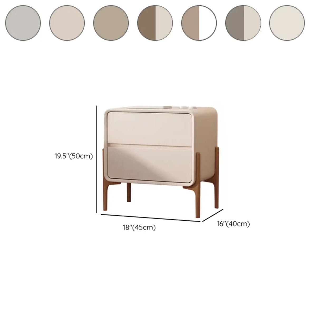 Scandinavian Rounded Wood White Drawer Storage Nightstand Image - 17