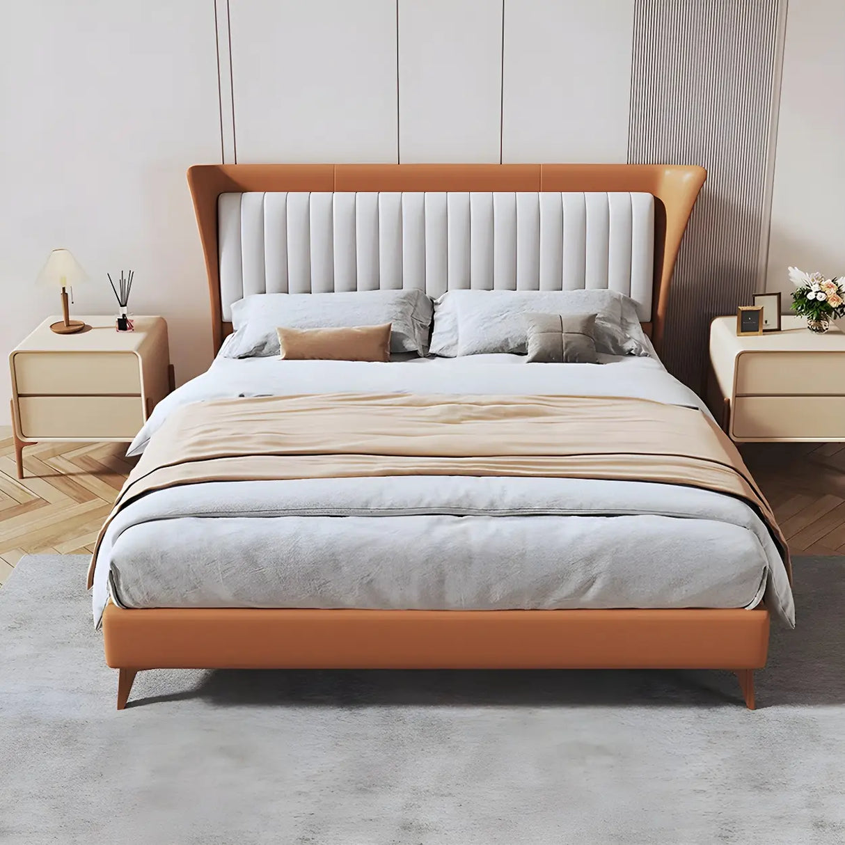 Scandinavian Rounded Wood White Drawer Storage Nightstand Image - 8